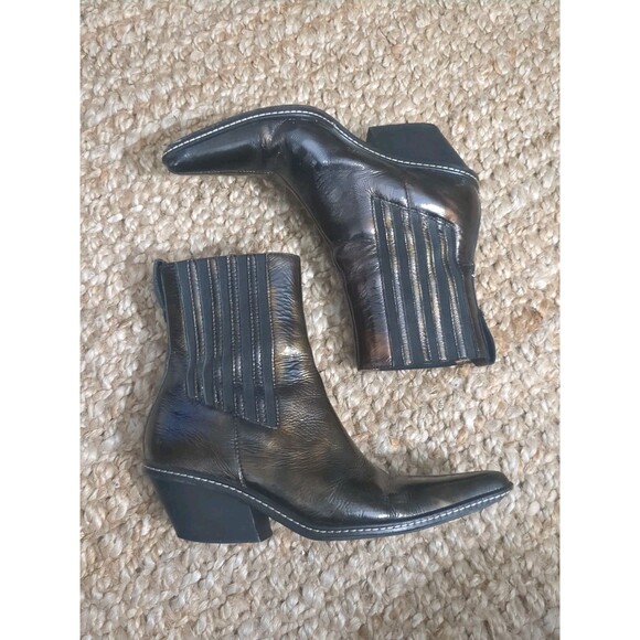 Donald Pliner Boot Western Couture Jaira Metallic Pig Leather Boot Shoe Goring - Picture 2 of 16